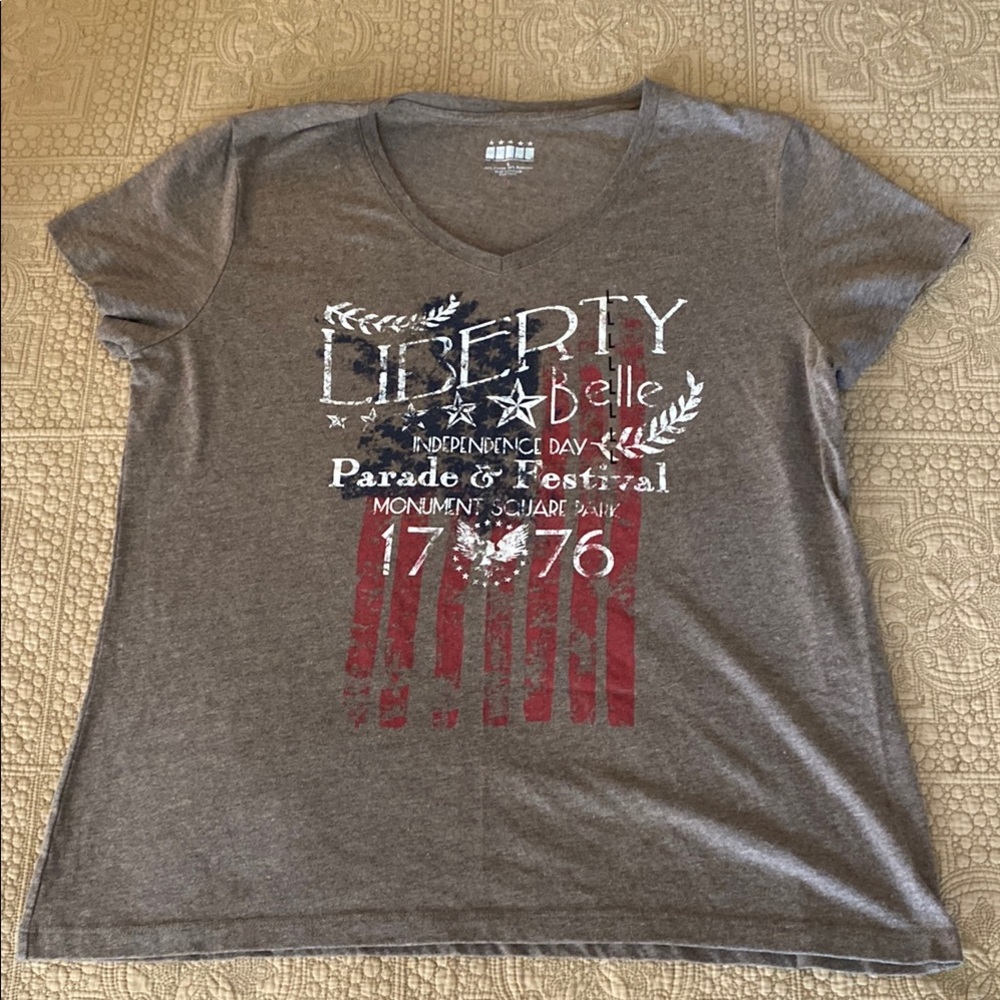 July 4th Inspired Light Brown Graphic T-Shirt